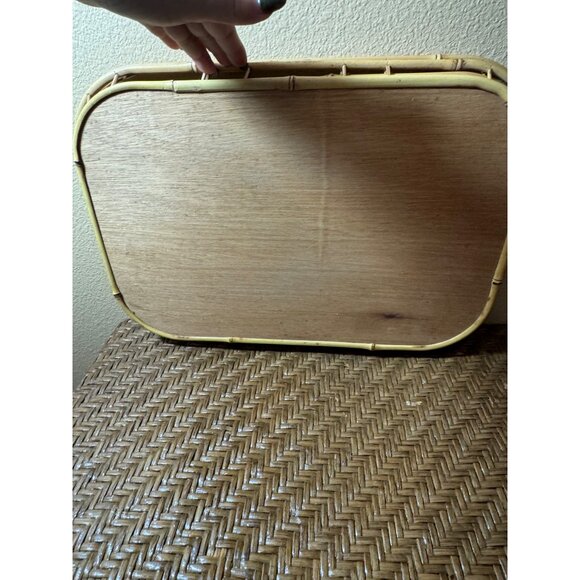 Vintage Wicker & Bamboo Serving Trays  Tiki Bar Set of 2 - Picture 5 of 8